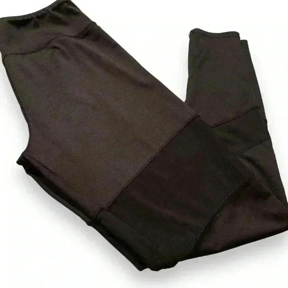 Always Black Mesh Cutout Women's Large Athletic or Fashion Leggings - Picture 2 of 11